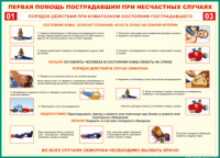 Таблица "Порядок действий при коматозном состоянии пострадавшего" (100х140 сантиметров, винил) - fgospostavki.ru - Владикавказ