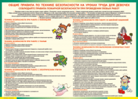 Таблица "Правила безопасности на уроках труда для девочек" (100х140 сантиметров, винил) - fgospostavki.ru - Владикавказ