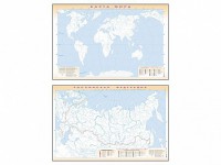 Фрагмент (демонстрационный) маркерный (двухсторонний) "Карта мира и Российской Федерации" (немая) с комплектом тематических магнитов - fgospostavki.ru - Владикавказ