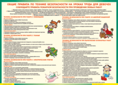 Таблица "Правила безопасности на уроках труда для девочек" (100х140 сантиметров, винил) - fgospostavki.ru - Владикавказ