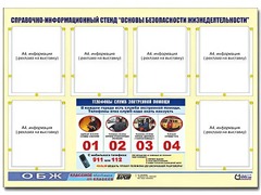Стенд информационный "Основы безопасности жизнедеятельности" (80*110, 6 карманов) - fgospostavki.ru - Владикавказ