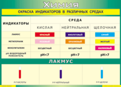 Таблица "Окраска индикаторов в различных средах" (100х140 сантиметров, винил) - fgospostavki.ru - Владикавказ