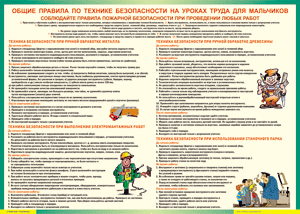 Таблица "Правила безопасности на уроках труда для мальчиков" (100х140 сантиметров, винил) - fgospostavki.ru - Владикавказ