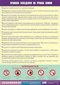 Таблица демонстрационная "Правила поведения на уроках химии" (винил 100х140) - fgospostavki.ru - Владикавказ