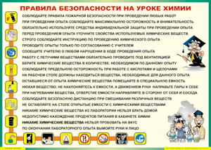 Таблица "Правила безопасности на уроке химии" (100х140 сантиметров, винил) - fgospostavki.ru - Владикавказ