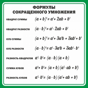 Стенд "Формулы сокращенного умножения" Вариант 2 - fgospostavki.ru - Владикавказ