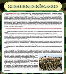 Стенд "Основы военной службы" - fgospostavki.ru - Владикавказ