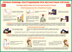 Таблица "Порядок действий при опасном кровотечении" (100х140 сантиметров, винил) - fgospostavki.ru - Владикавказ