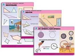 Комплект таблиц "Математика. Знакомство с геометрией" (6 таблиц, формат А1, ламинированные) - fgospostavki.ru - Владикавказ