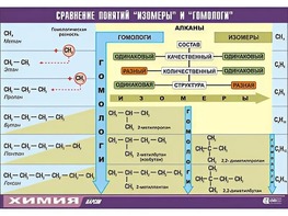 Таблица демонстрационная "Сравнение понятий изомер и гомолог" (винил 70x100) - fgospostavki.ru - Владикавказ