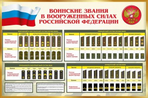 Стенд "Воинские звания в вооруженных силах РФ" - fgospostavki.ru - Владикавказ